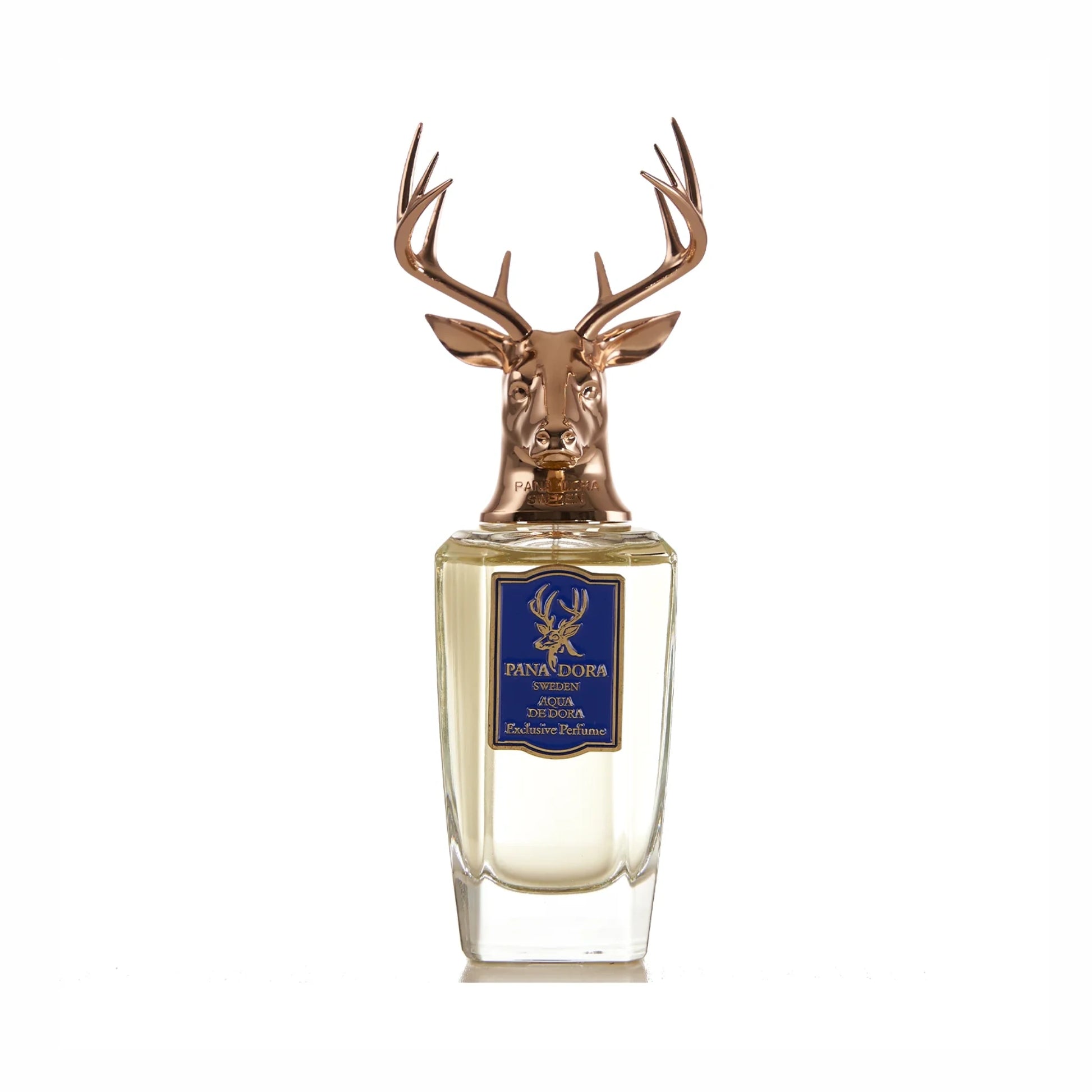 Aqua de Dora Flakon von Pana Dora – luxuriöses Design mit bronzefarbenem Hirschkopf-Verschluss