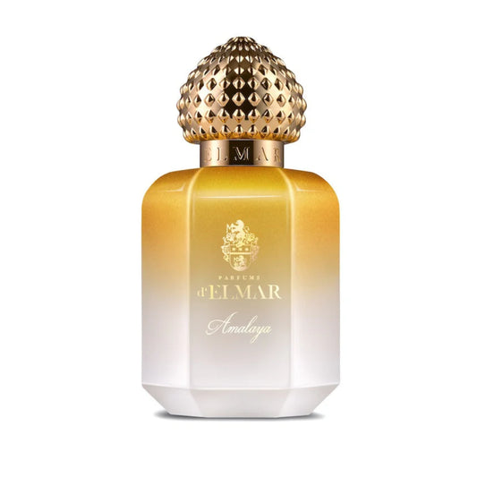 Amalaya Flakon von Parfums d’Elmar – luxuriöses Glasdesign in Gold-Verlauf mit strukturiertem Verschluss