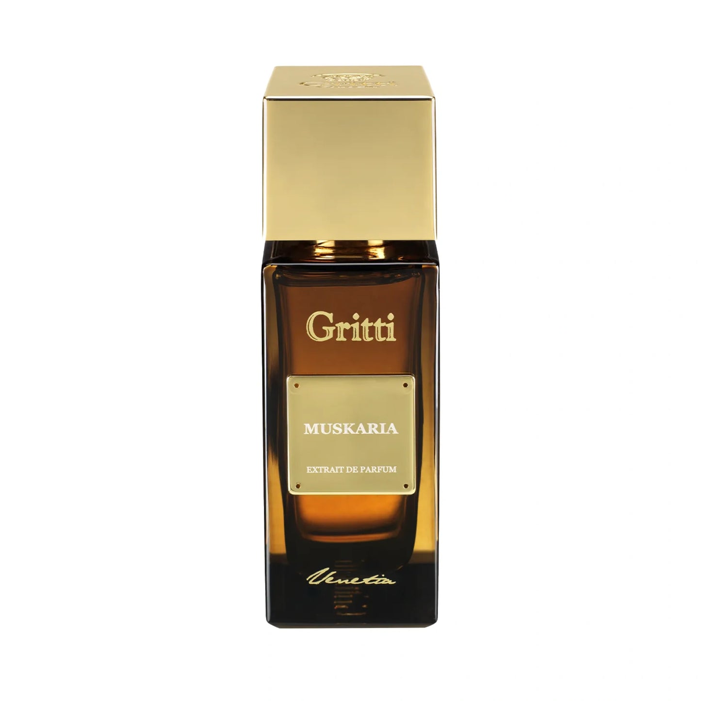 Gritti Muskaria Extrait de Parfum Flakon freigestellt auf weißem Hintergrund – orientalisch-süßer Unisexduft mit Moschus, Vanille, Leder und Weihrauch