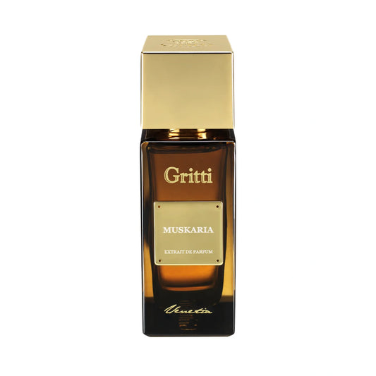 Gritti Muskaria Extrait de Parfum Flakon freigestellt auf weißem Hintergrund – orientalisch-süßer Unisexduft mit Moschus, Vanille, Leder und Weihrauch
