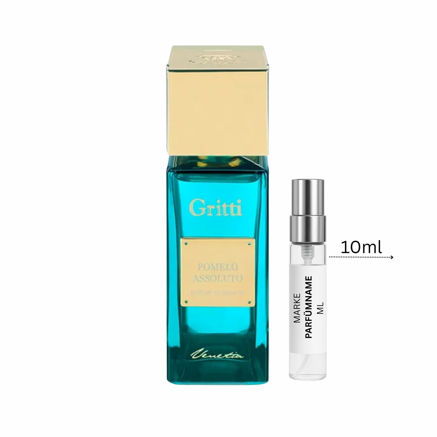 Gritti Pomelo Assoluto Extrait de Parfum Probe 10 ml, große Duftprobe aus Glas mit Aluminium-Sprühkopf, ideal für Frühling, Sommer und den Alltag