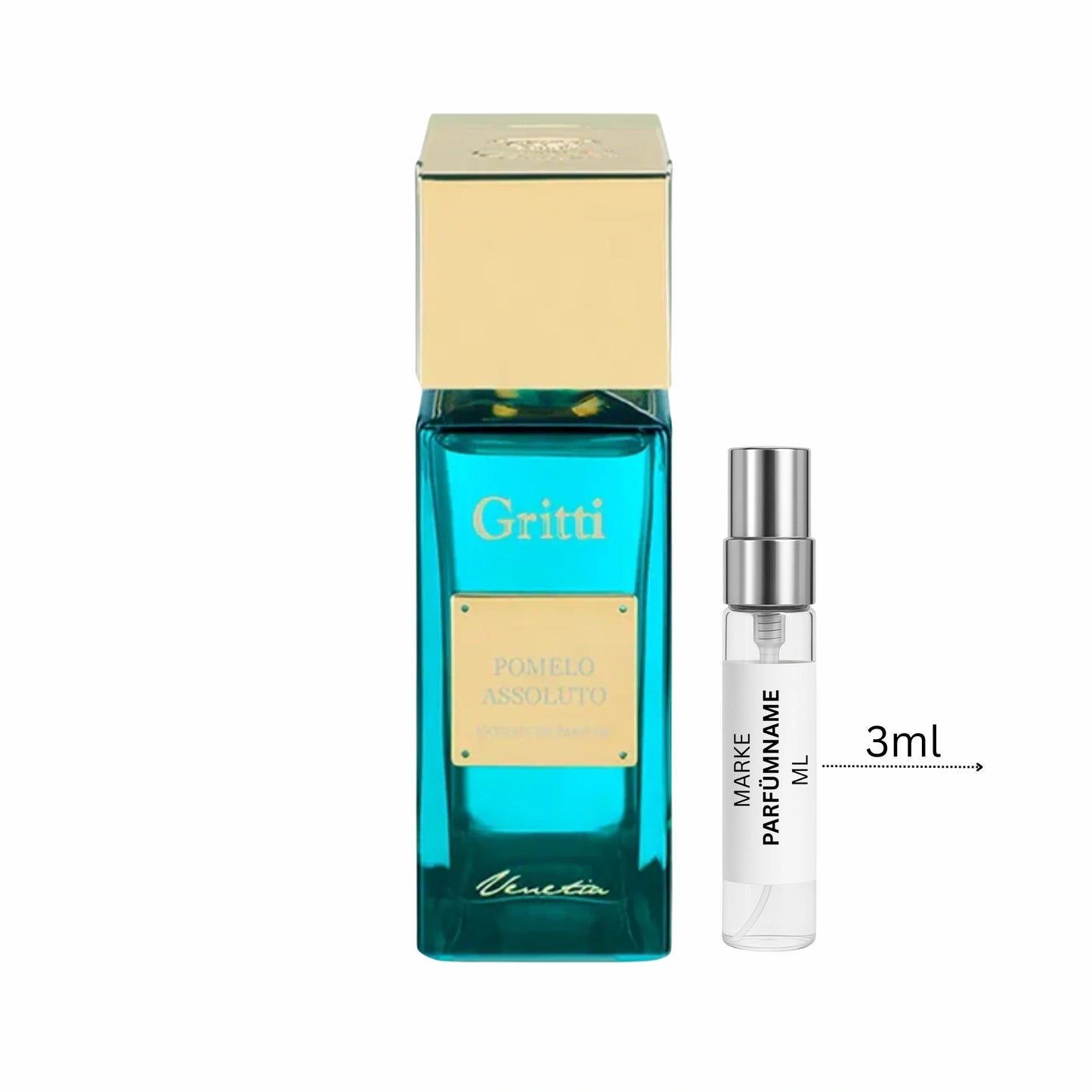 Gritti Pomelo Assoluto Duftprobe 3 ml, hochwertige Parfum-Abfüllung aus Glas, ideal zum Kennenlernen des frischen zitrisch-maritimen Unisexdufts
