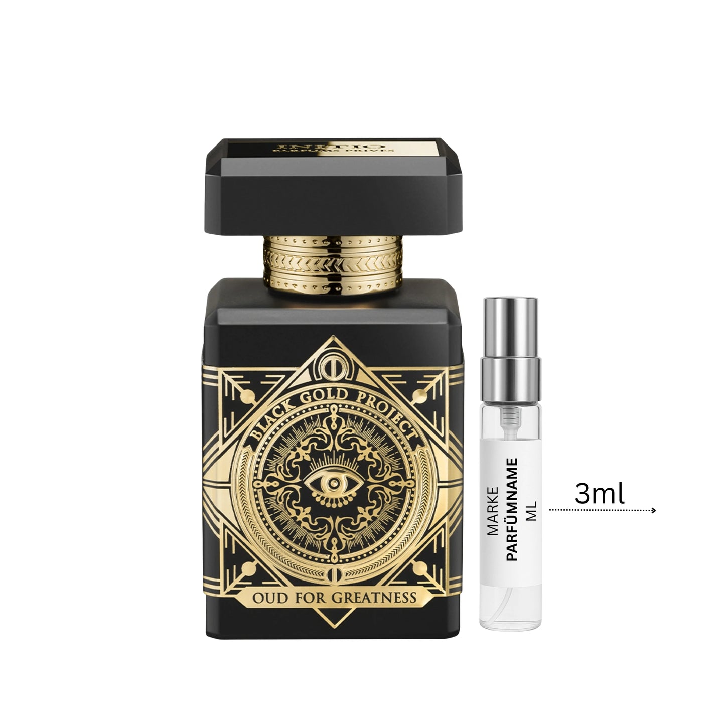 Initio Oud for Greatness Duftprobe 3 ml, hochwertige Parfum-Abfüllung aus Glas, ideal zum Kennenlernen des intensiven Oud-Unisexdufts