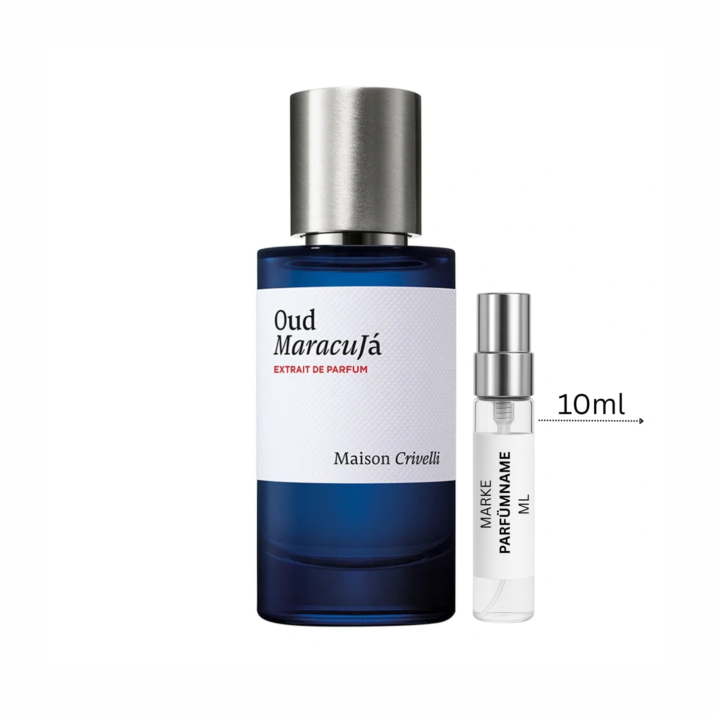 Maison Crivelli Oud Maracujá Extrait de Parfum Probe 10 ml, große Duftprobe aus Glas mit Aluminium-Sprühkopf, ideal für Abend, besondere Anlässe und Oud-Liebhaber
