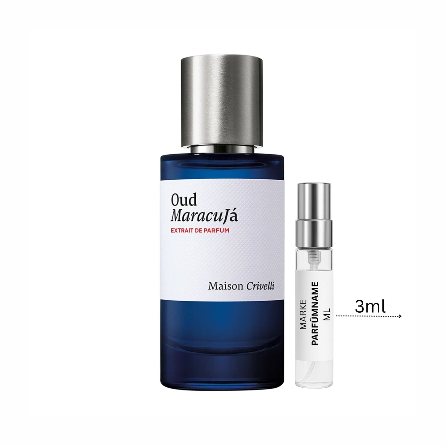 Maison Crivelli Oud Maracujá Duftprobe 3 ml, hochwertige Parfum-Abfüllung aus Glas, ideal zum Kennenlernen des fruchtig-rauchigen Oud-Unisexdufts