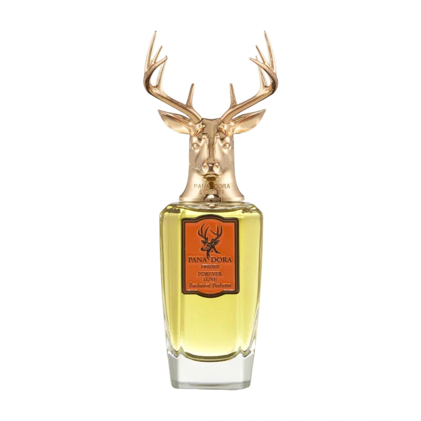 Pana Dora Forever Love Eau de Parfum Flakon freigestellt auf weißem Hintergrund – fruchtig-zitrischer Unisexduft mit floralen und warmen holzigen Noten