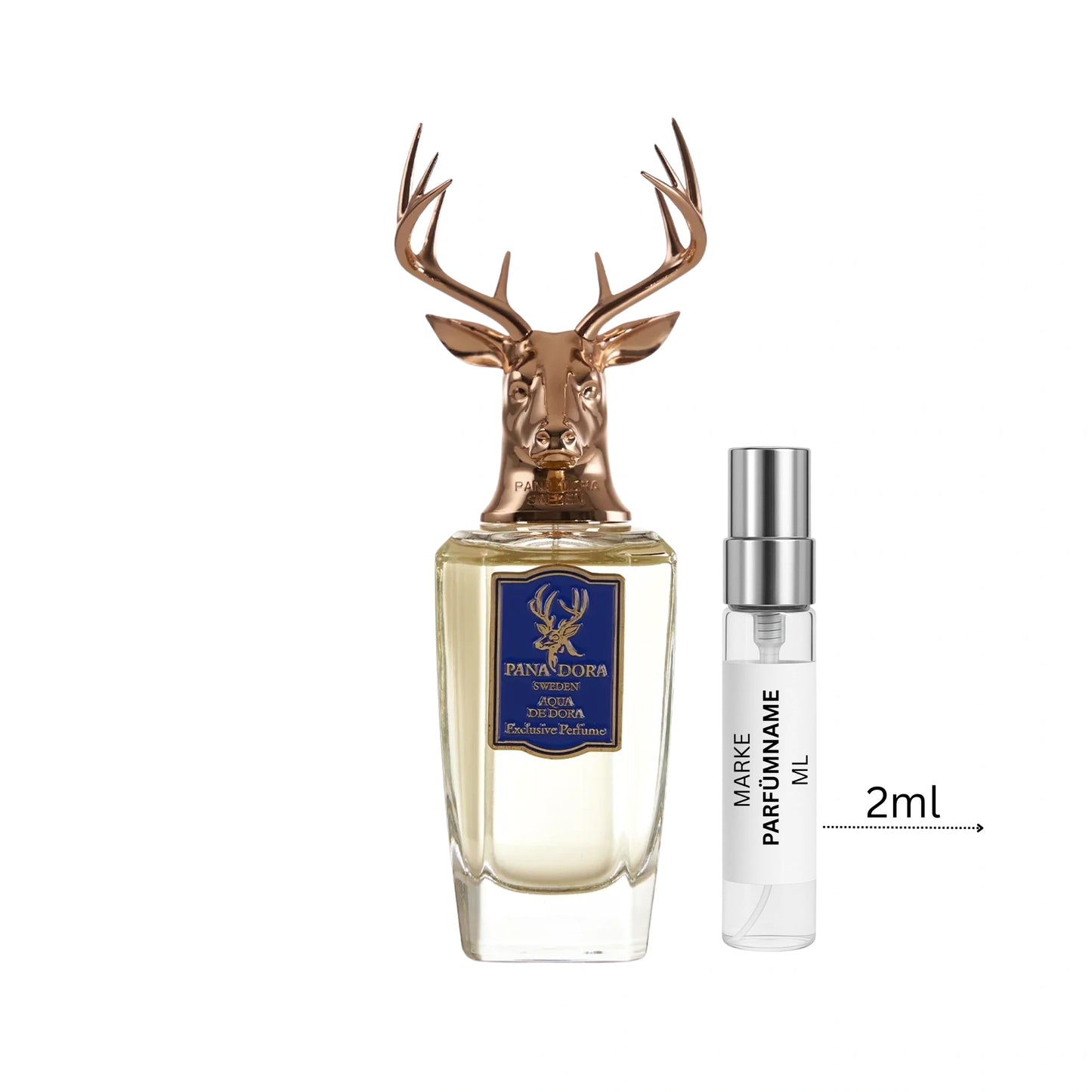 Pana Dora Aqua de Dora Eau de Parfum Probe 2 ml, edle Parfumprobe zum Testen, Glasabfüllung mit feinem Sprühkopf neben dem luxuriösen Flakon