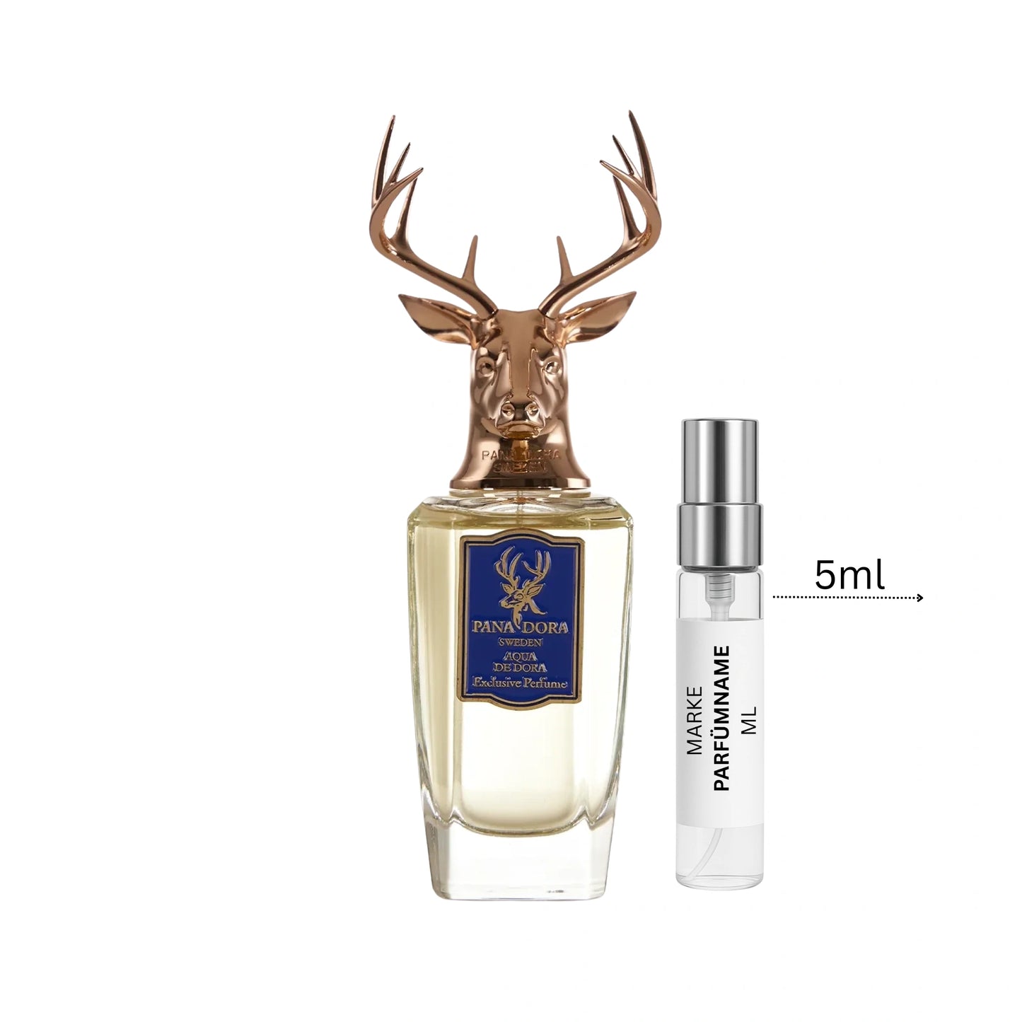 Pana Dora Aqua de Dora Eau de Parfum Probe 5 ml, hochwertige Duftprobe mit mehreren Anwendungen, Glasprobe mit Sprühkopf neben dem Originalflakon