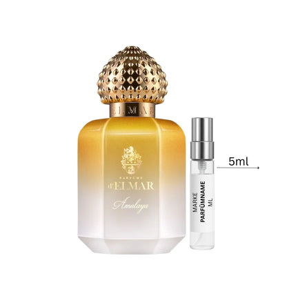 Parfums d’Elmar Amalaya Extrait de Parfum Probe 5 ml, hochwertige Duftprobe mit mehreren Anwendungen, Glasprobe mit Sprühkopf neben dem Originalflakon
