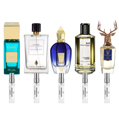 Top 5 Sommerdüfte Parfümproben Bundle mit Gritti Pomelo Assoluto, Malibu Party in the Bay, Xerjoff Torino 21, Mancera Cedrat Boise und Pana Dora Aqua de Dora – Sommerliche Unisex Abfüllungen mit Zitrus, Aquatik und Frische