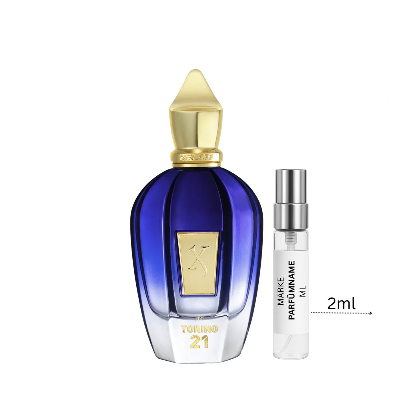 Xerjoff Torino 21 Eau de Parfum Probe 2 ml, edle Parfumprobe zum Testen, Glasabfüllung mit feinem Sprühkopf neben dem luxuriösen Flakon