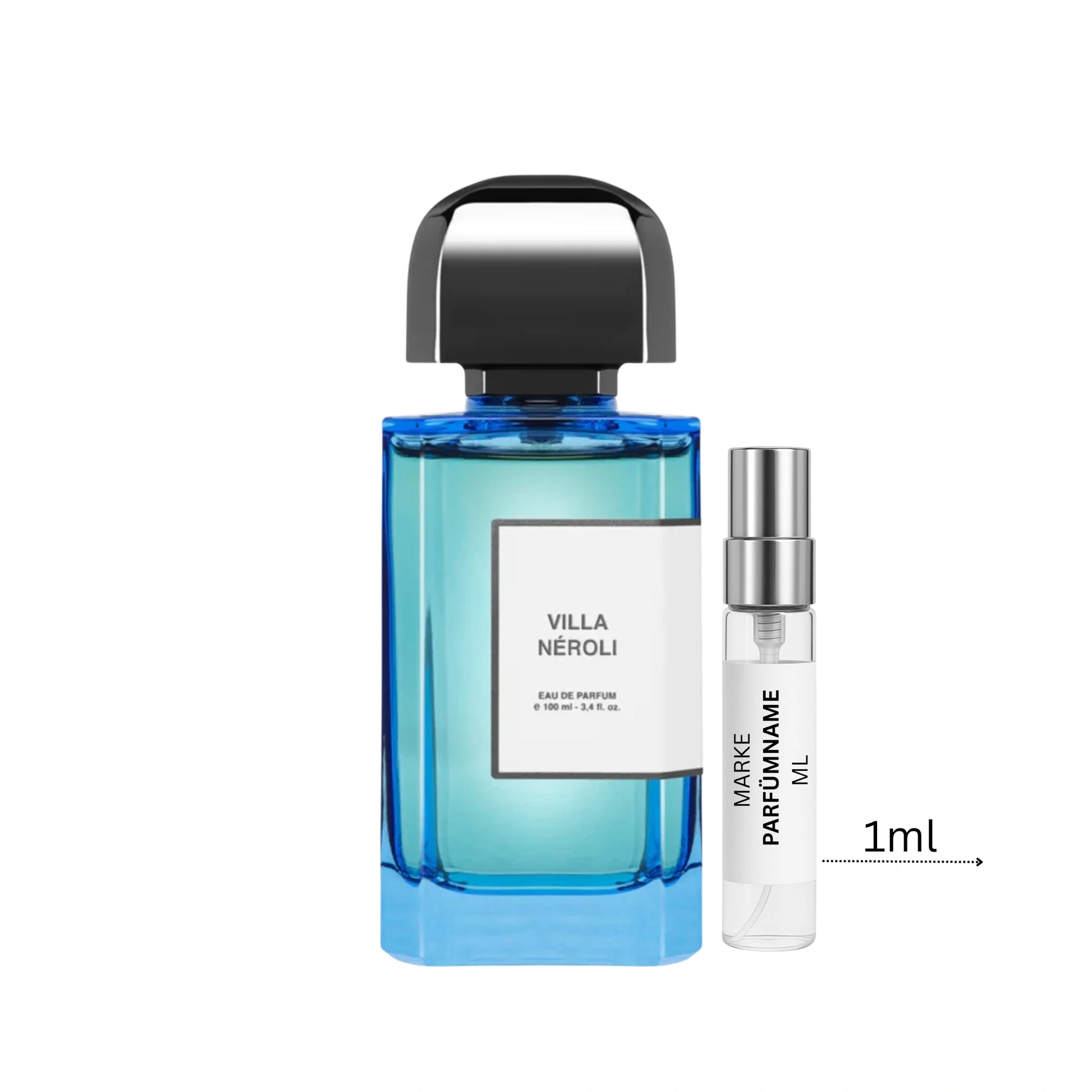 bdk Parfums Villa Néroli Eau de Parfum Probe 1 ml, hochwertige Duftprobe aus Glas mit Aluminium-Sprühkopf neben dem Originalflakon